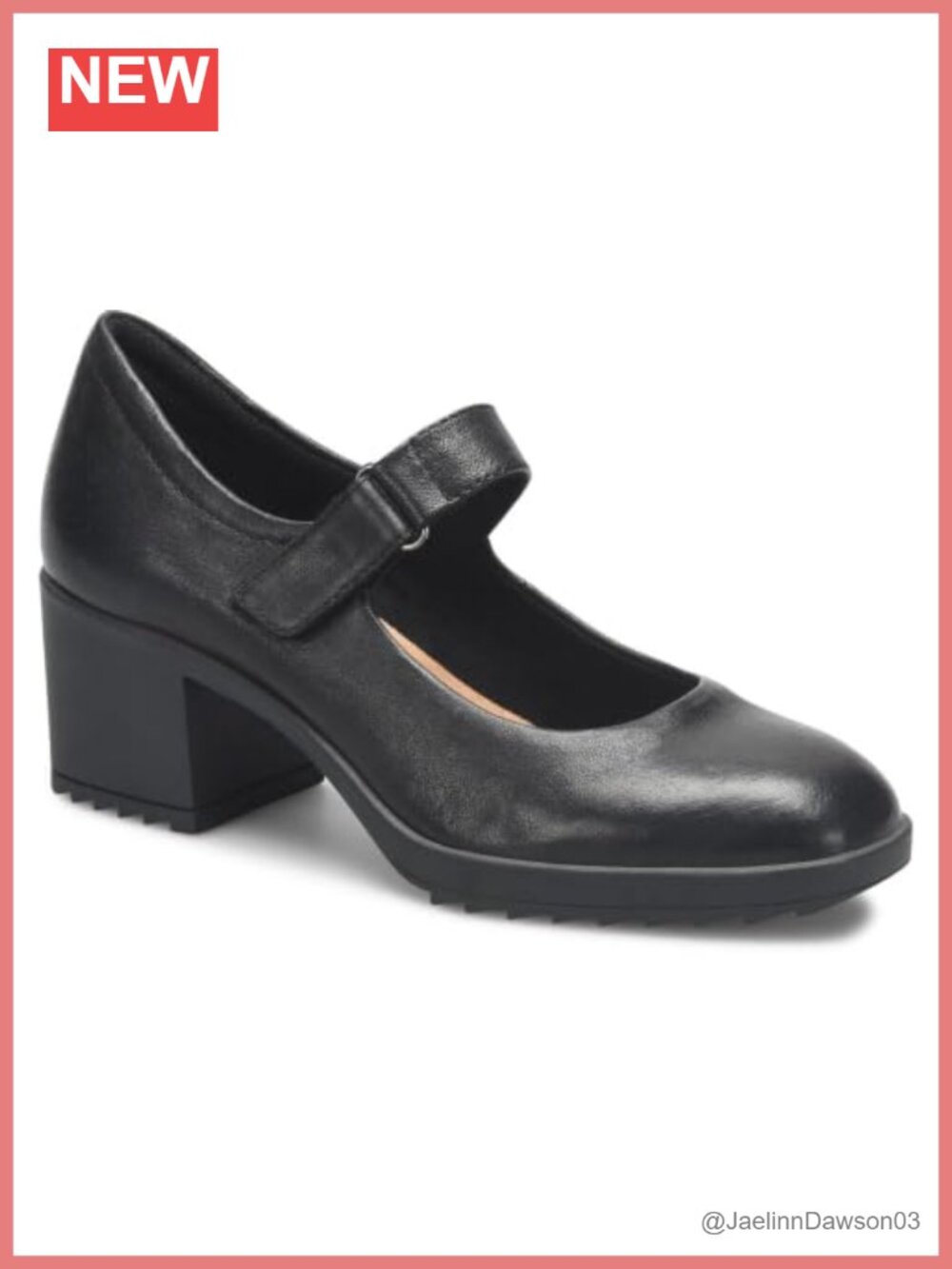 Comfortiva Hayes Women's Leather Block Heel Pump Adjustable Strap Memory Foam